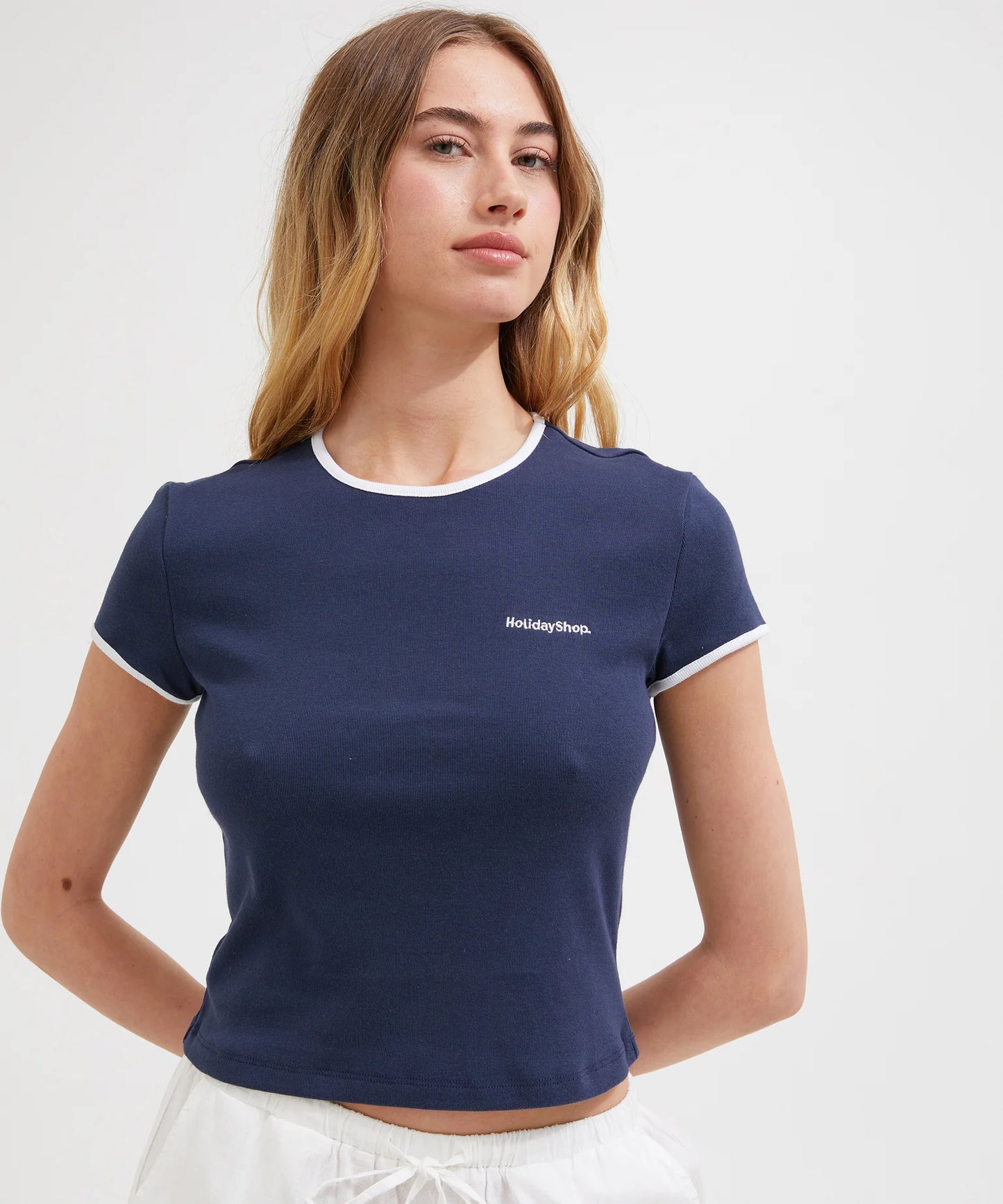 HS BABY TEE - NAVY/WHITE