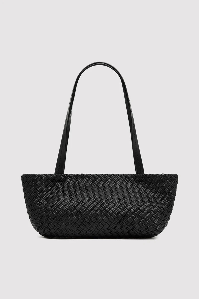 PETIT WOVEN TRAPEZE BAG - BLACK