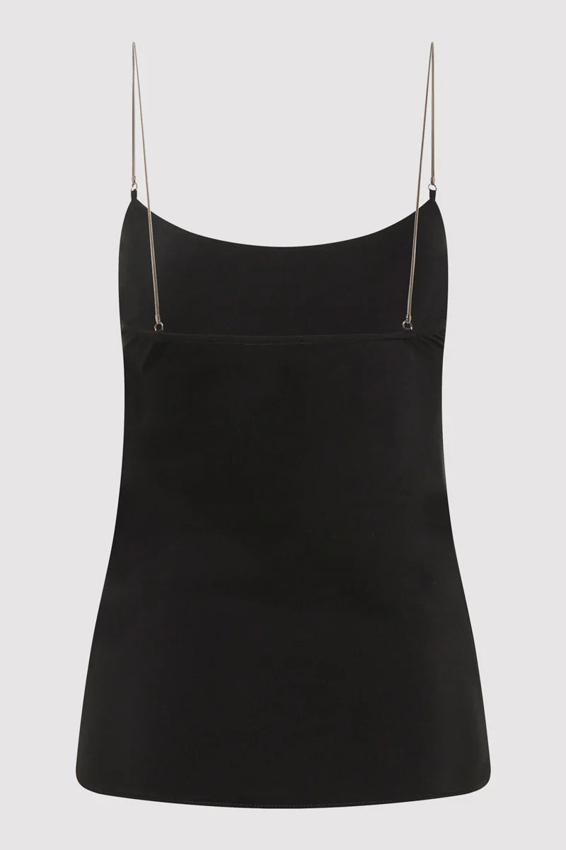 FINE CHAIN SILK CAMI - BLACK