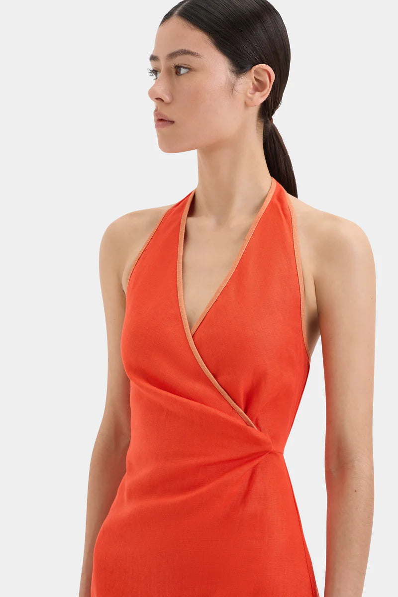 PANETTONE TWIST MIDI DRESS - TANGERINE