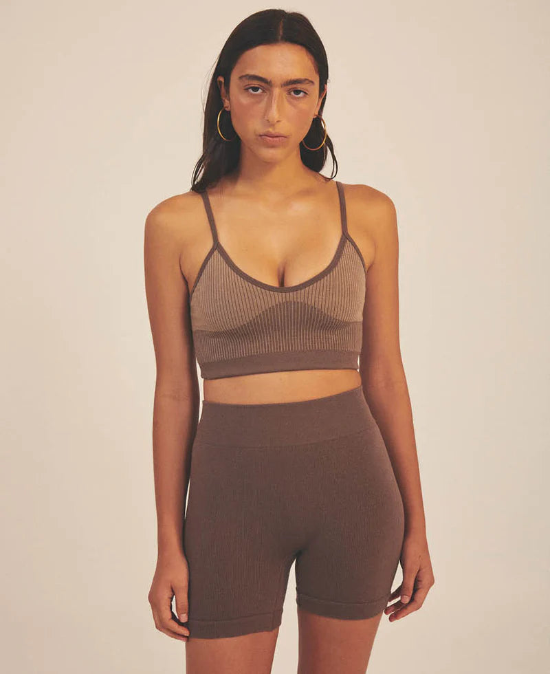 RYO WOOL RIB CROP - MOCHA