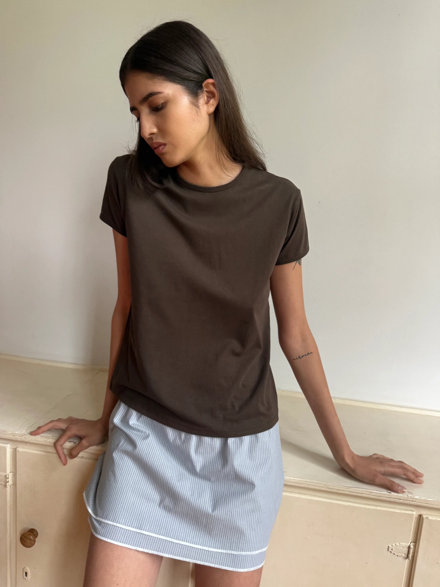 LAYERED SKIRT - SKY STRIPE