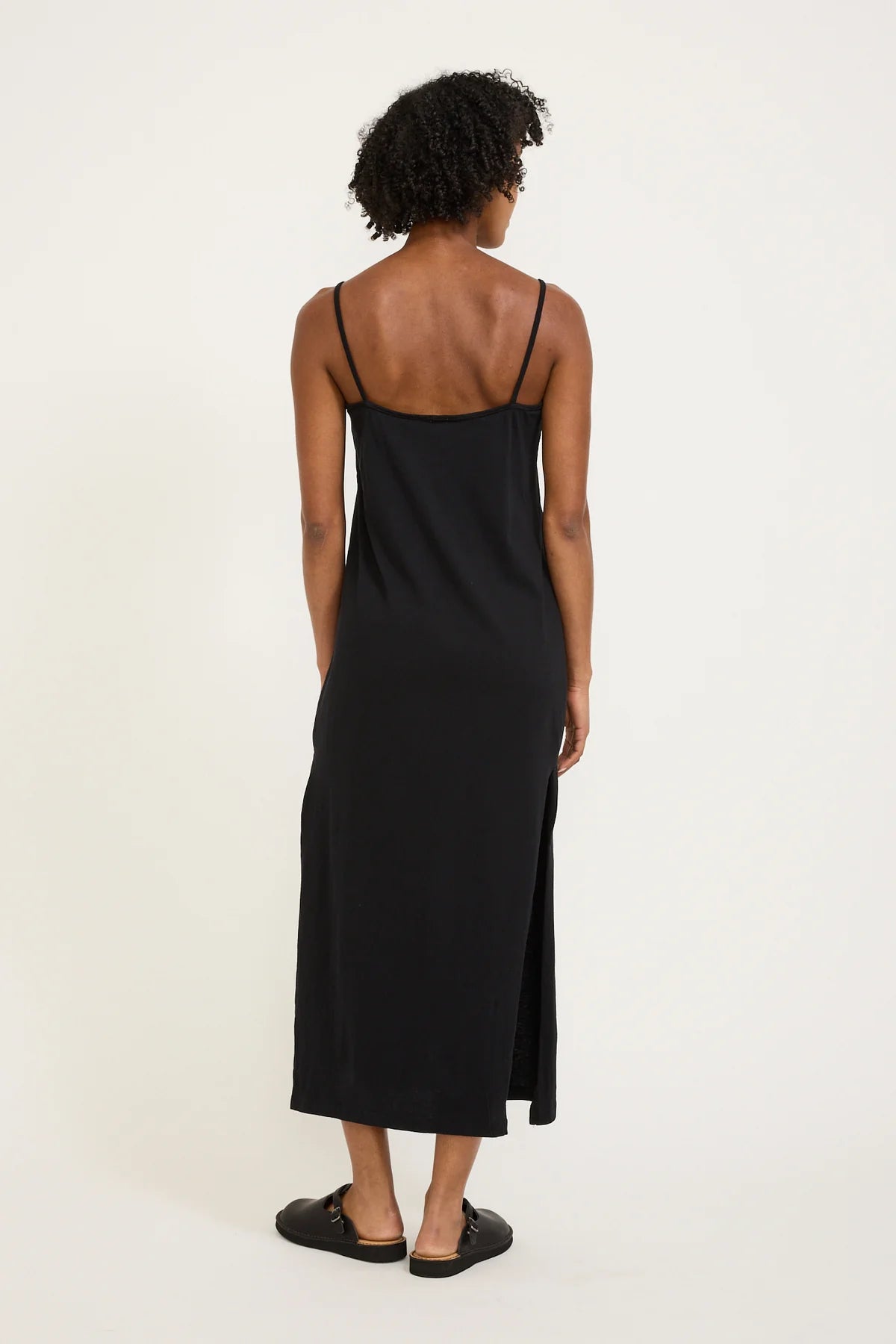 SLIP BOXY LONGERLINE TANK DRESS - BLACK