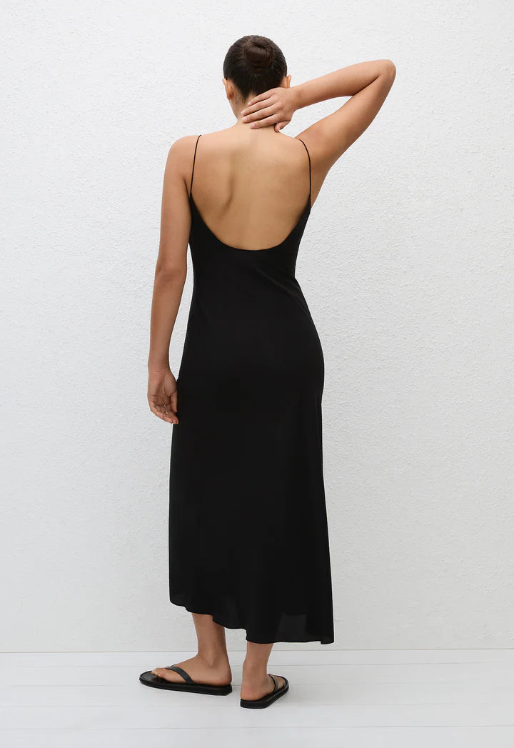 LOW BACK SLIP DRESS - BLACK