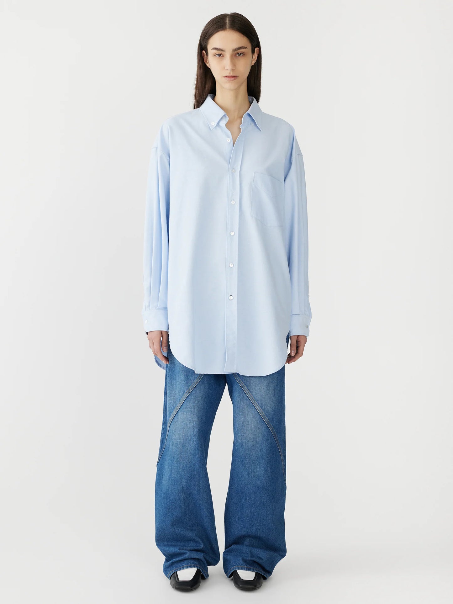 OVERSIZED TRADITIONAL SHIRT - CHAMBRAY