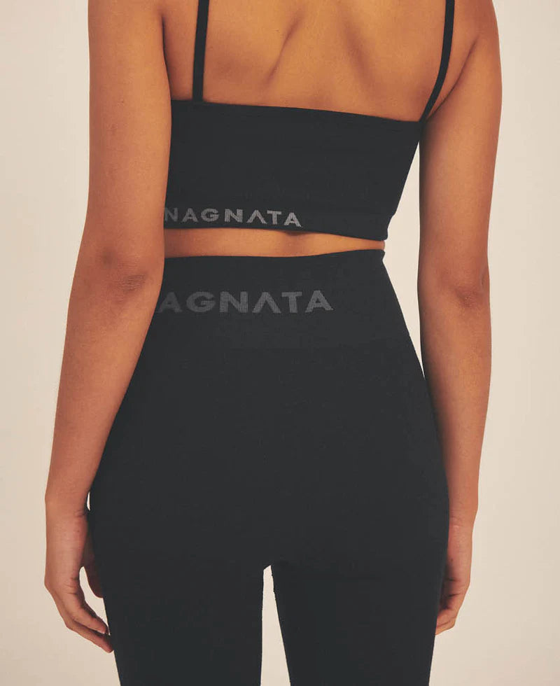 RYO WOOL RIB CROP - BLACK