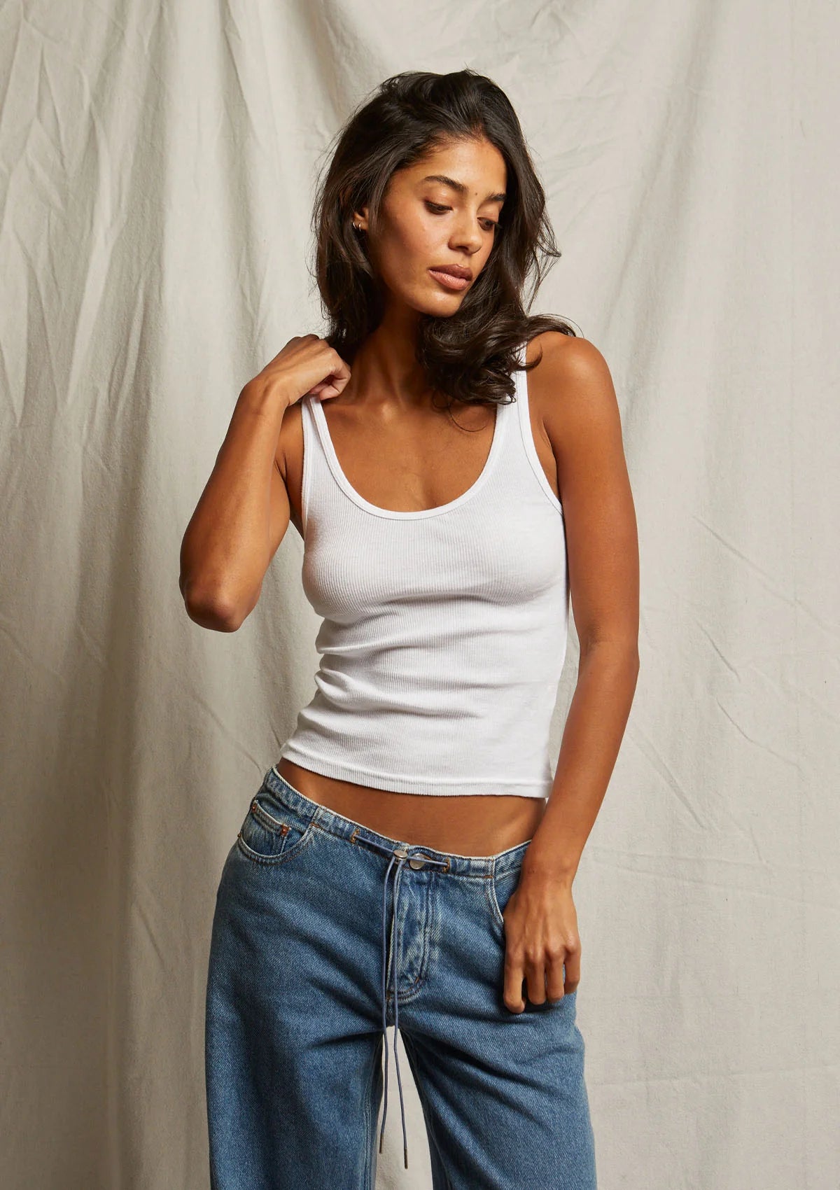 MIA FINE RIB TANK - WHITE