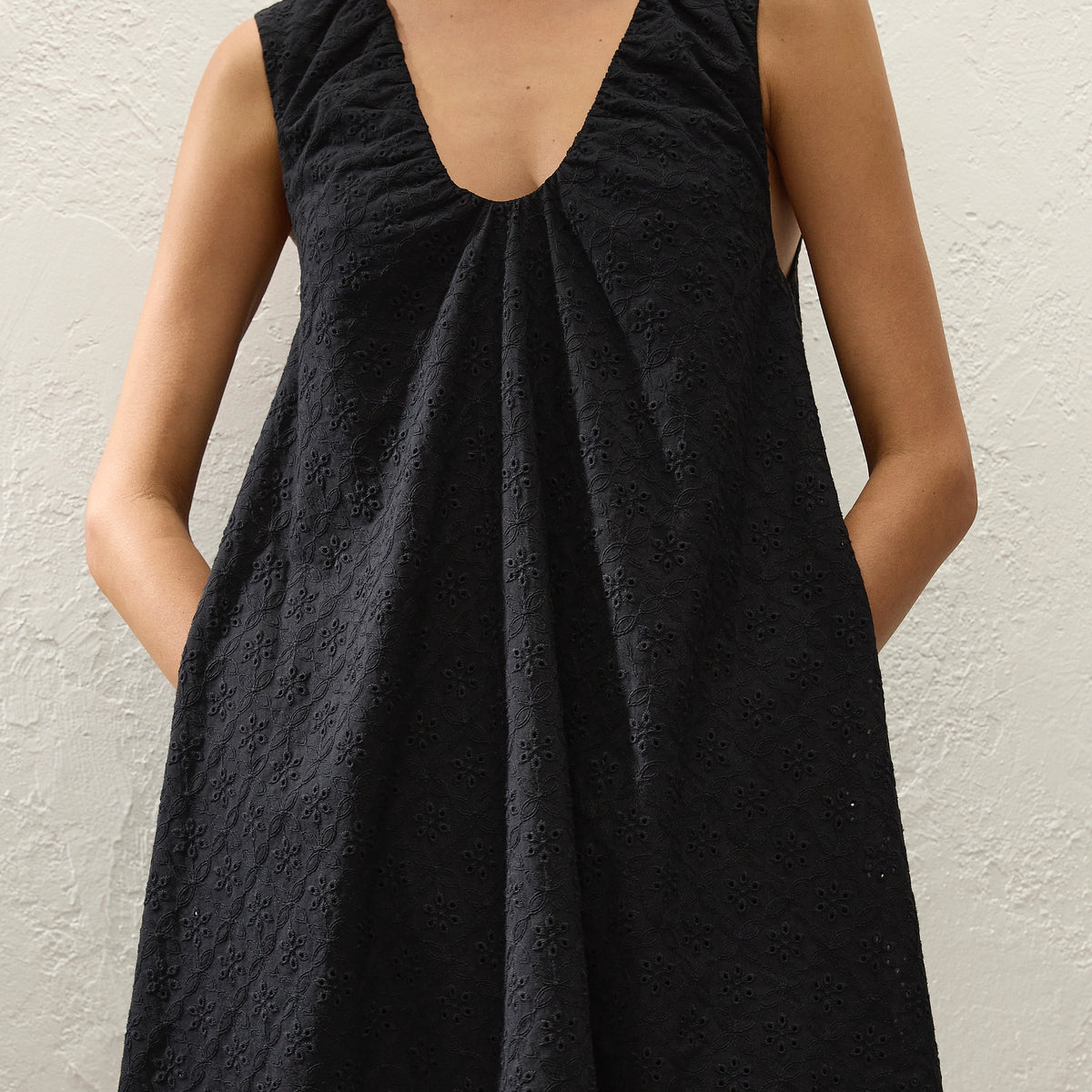 JUANA MINI DRESS - VALENTINA BRODERIE BLACK