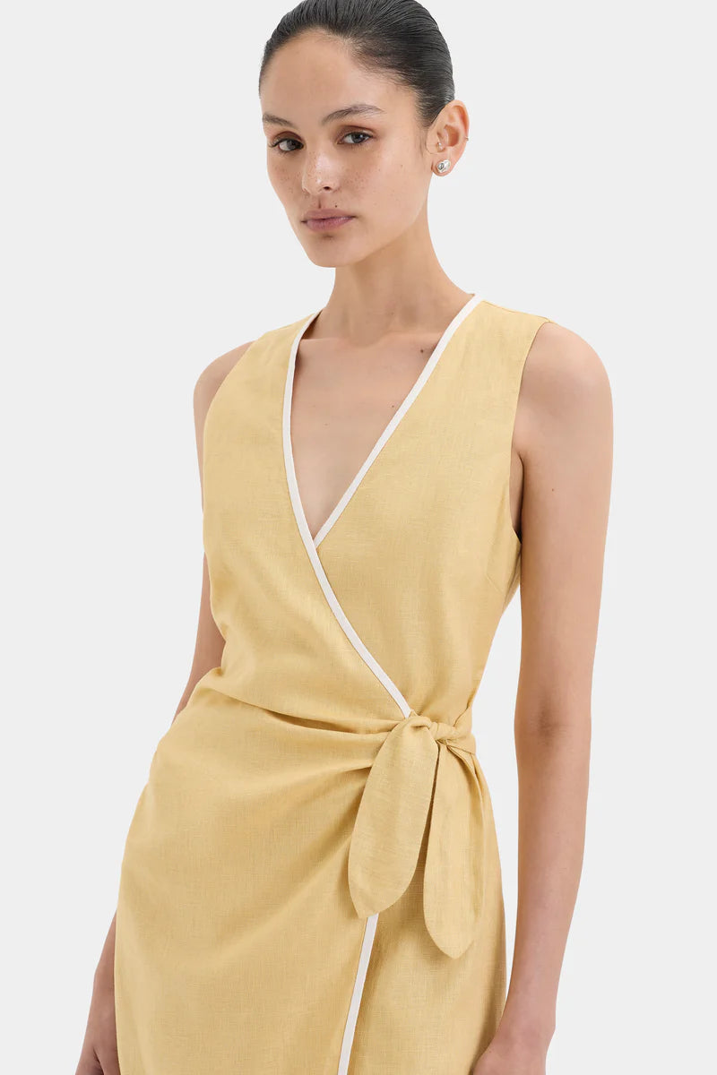 CARLOTTA WRAP MINI DRESS - RAFFIA