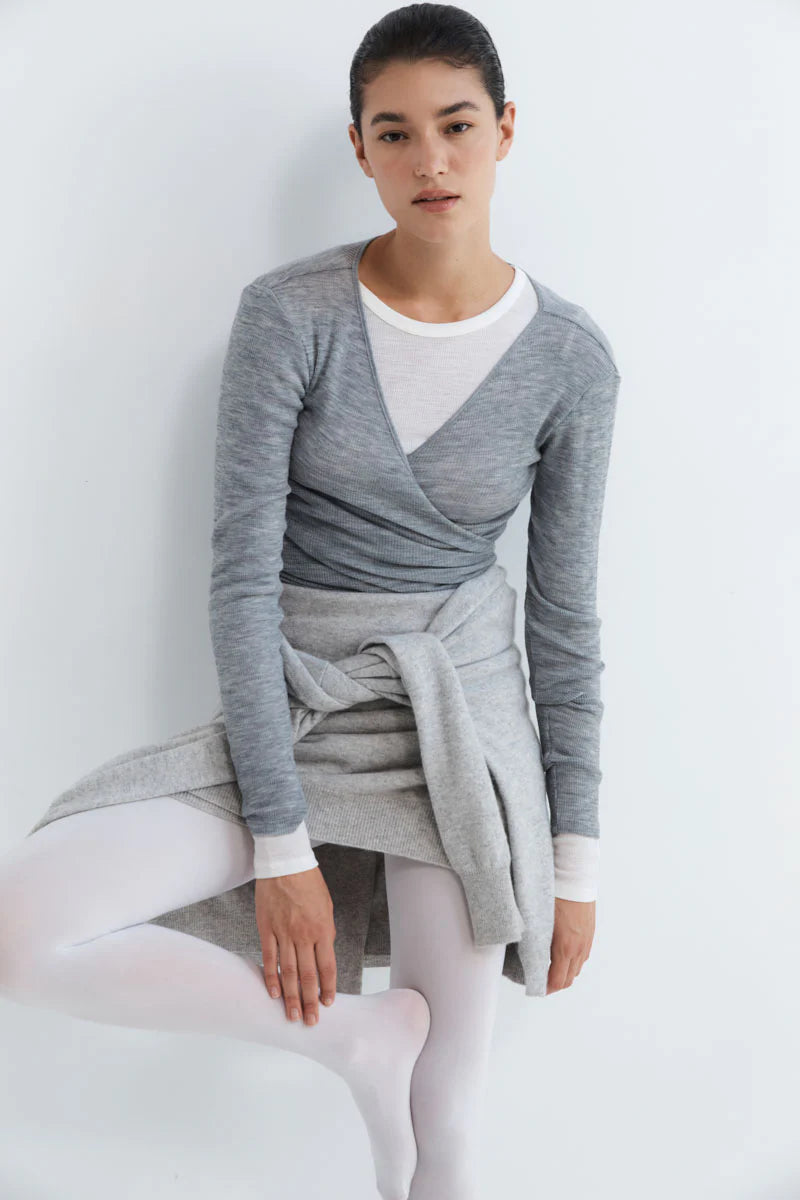 (PRE-ORDER) BABY WOOL WRAP TOP - GREY MARLE