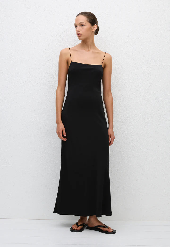 SQUARE SLIP DRESS - BLACK