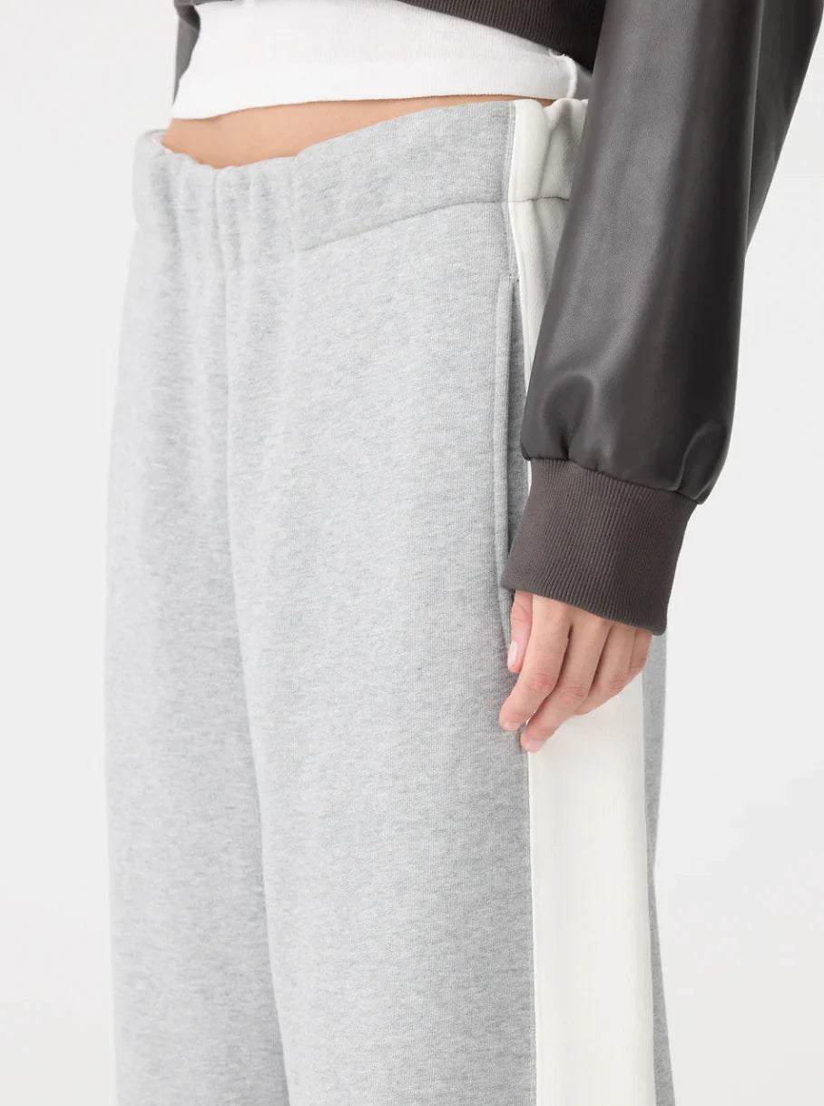 FLEECE STRIPE DETAIL TRACKPANT - GREY MARL