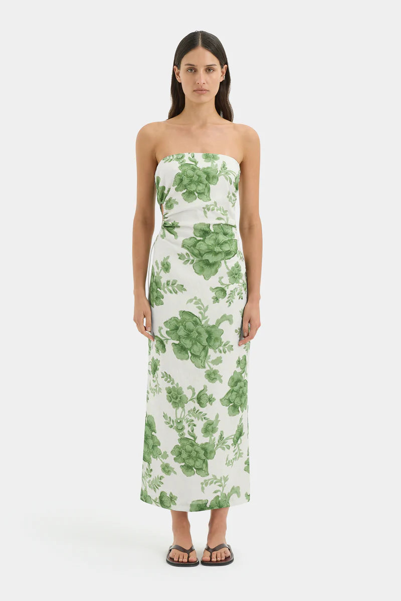 GARDELLA STRAPLESS MIDI DRESS - FRISA PRINT