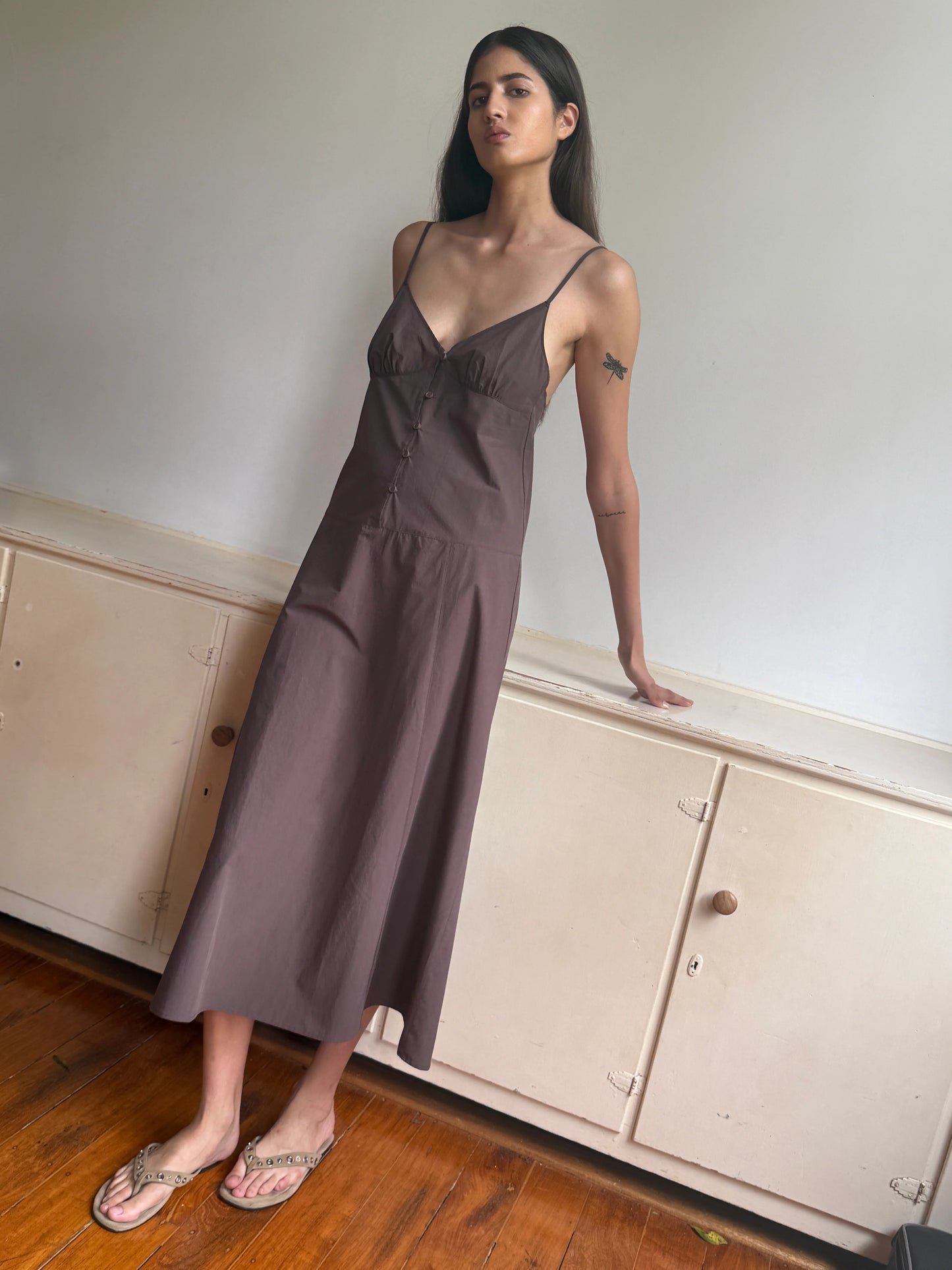 DOUBLE SEAM DRESS - CHOCOLATE