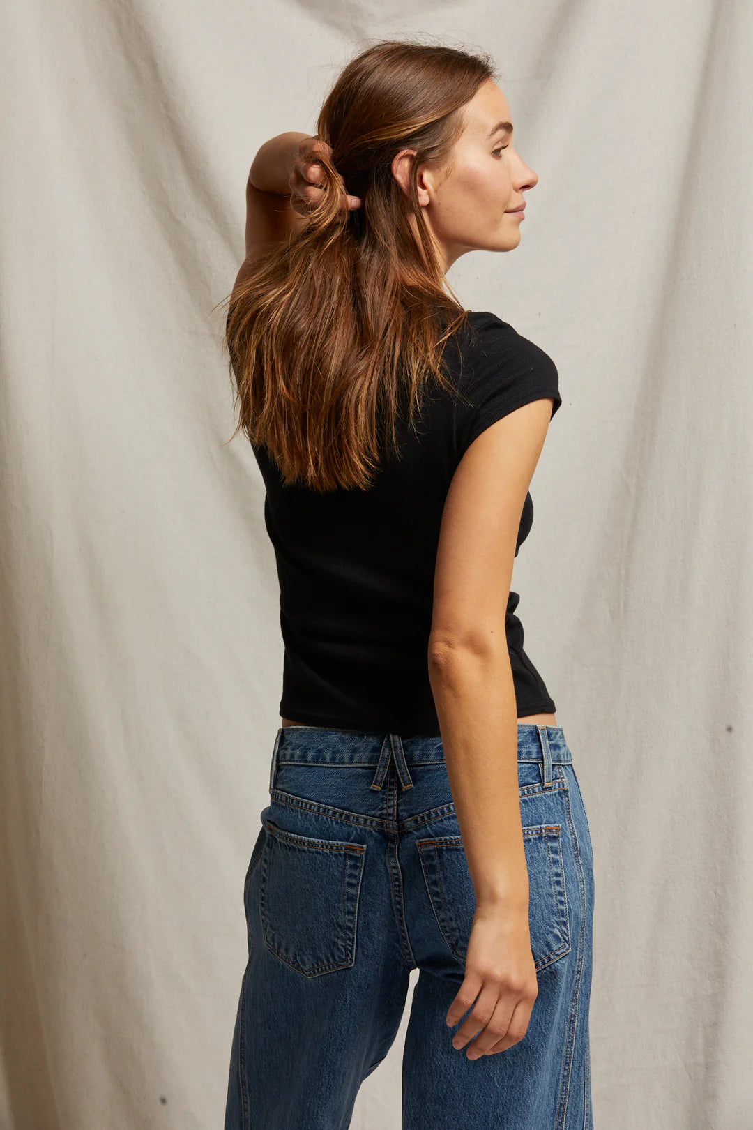 JUDE RIBBED BABY TEE - TRUE BLACK