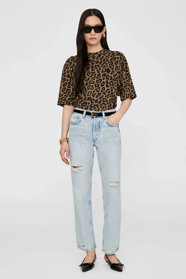 AVI TEE - BLACK BROWN LEOPARD