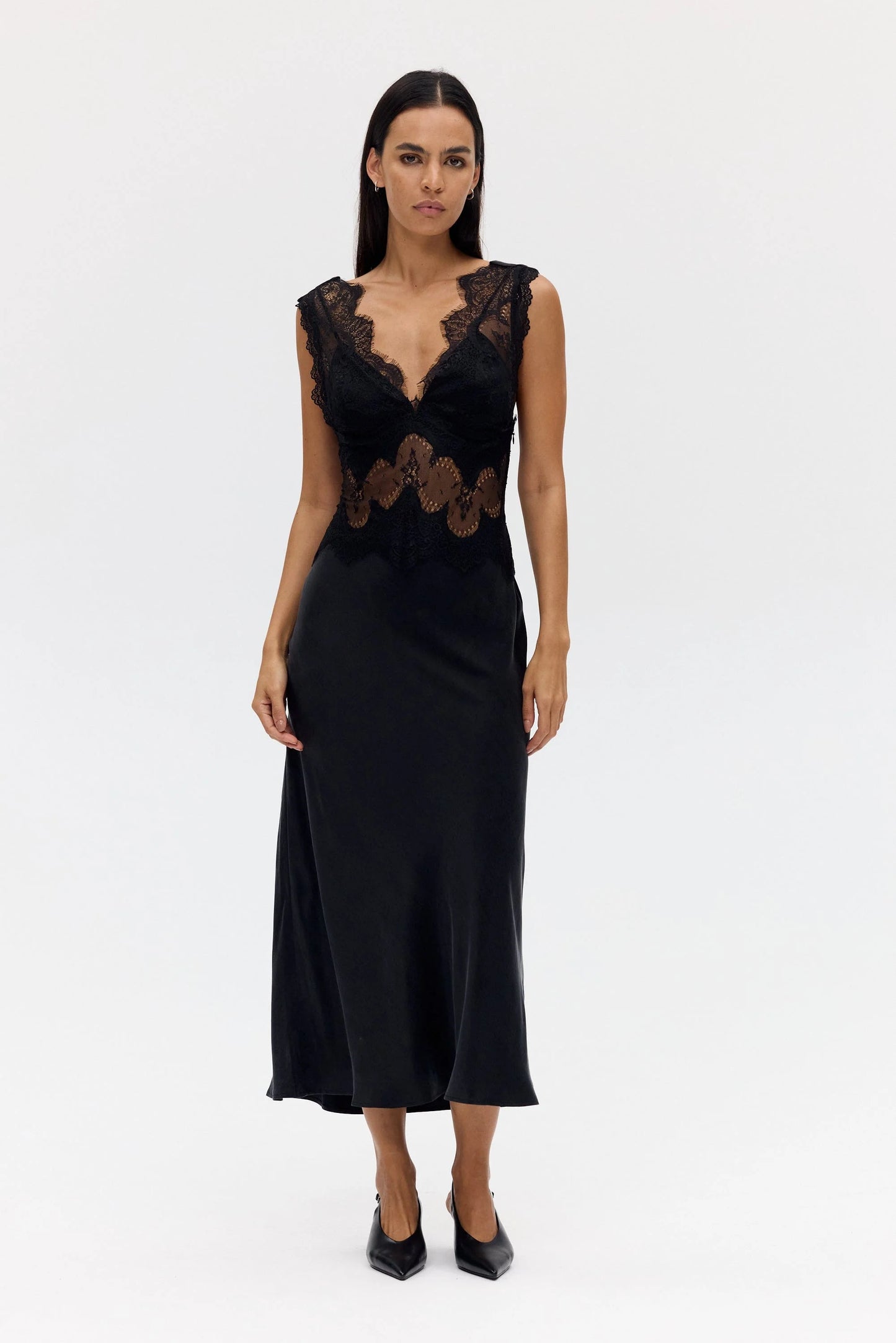 VISIONS LACE DEEP V MAXI - EBONY