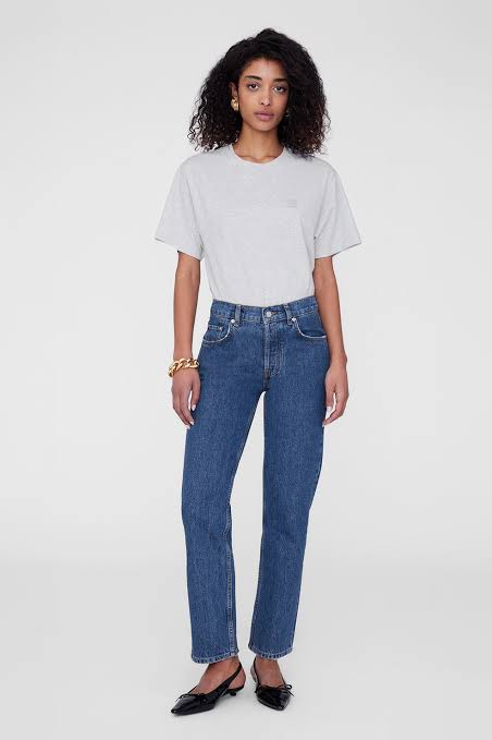 LILI TEE FRAMED MONOGRAM - HEATHER GREY