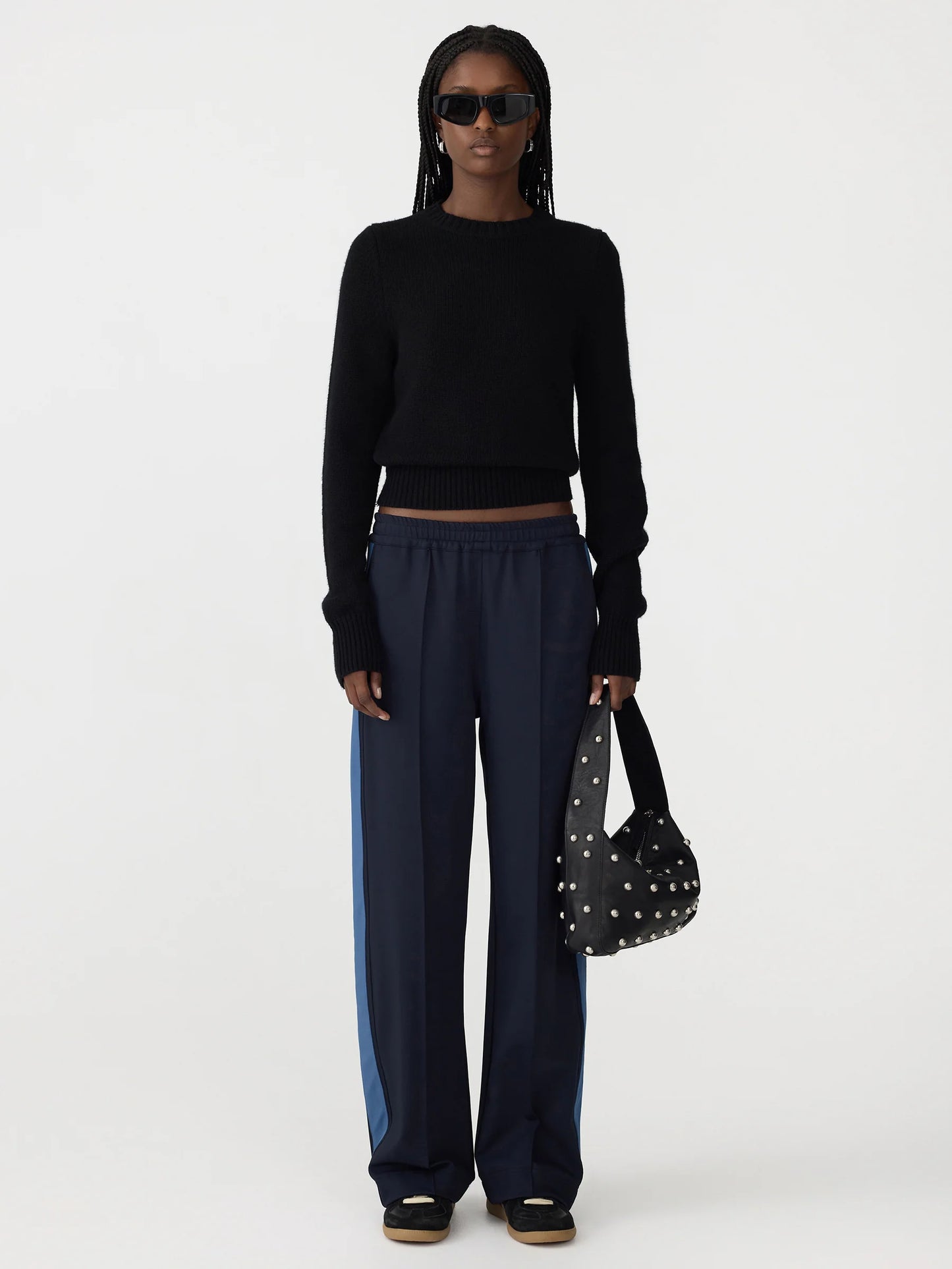 TWILL STRIPE DETAIL PANT - INK / MARINE BLUE