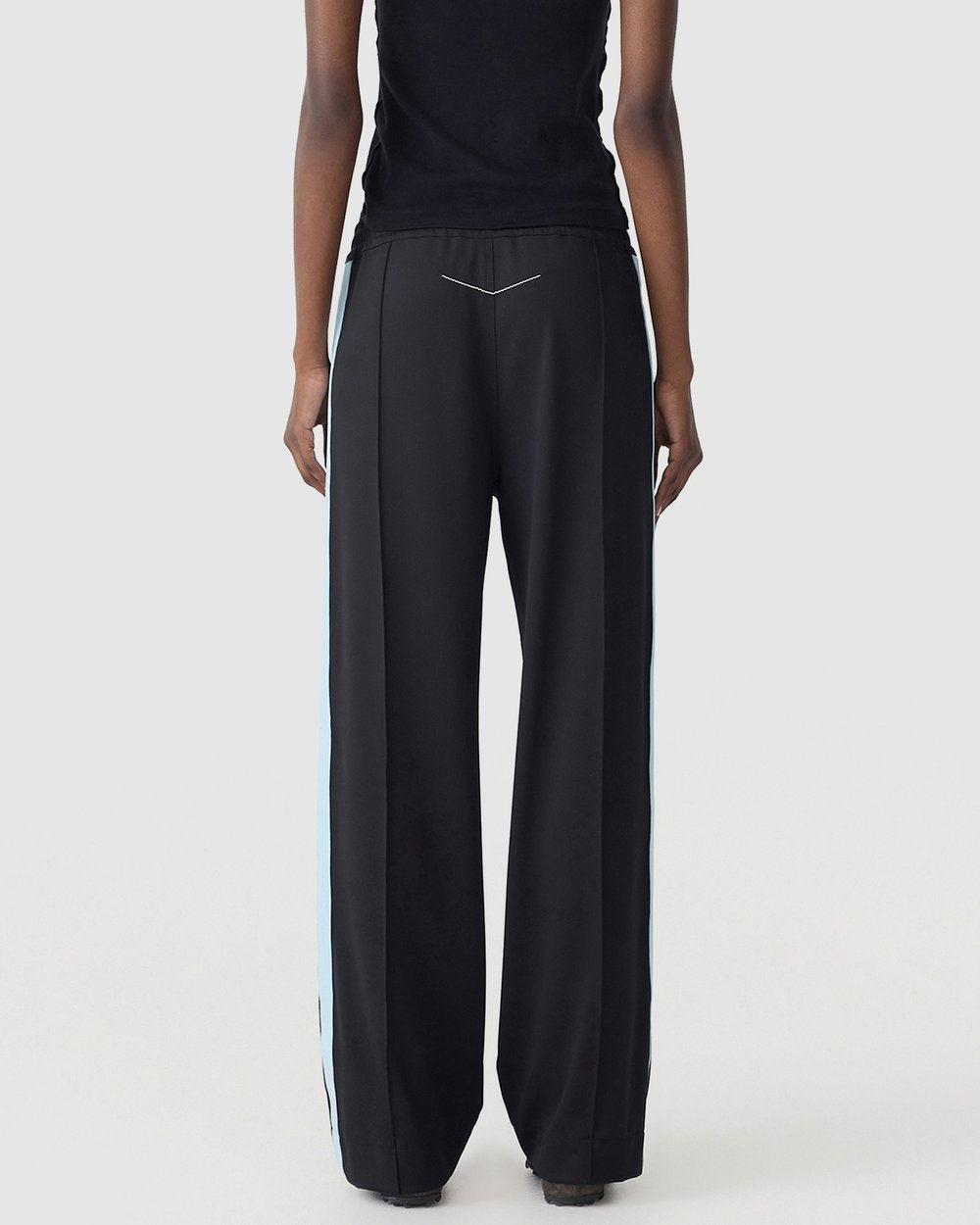 PIQUE STRIPE DETAIL PANT - BLACK AND PALE BLUE