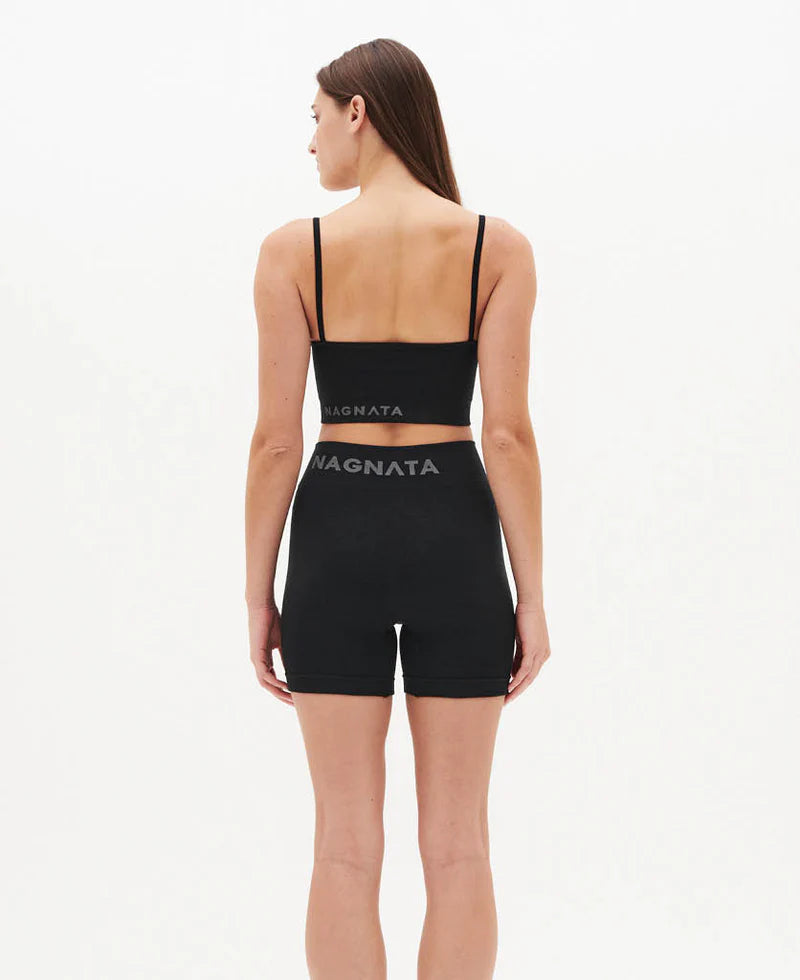 RYO WOOL RIB CROP - BLACK