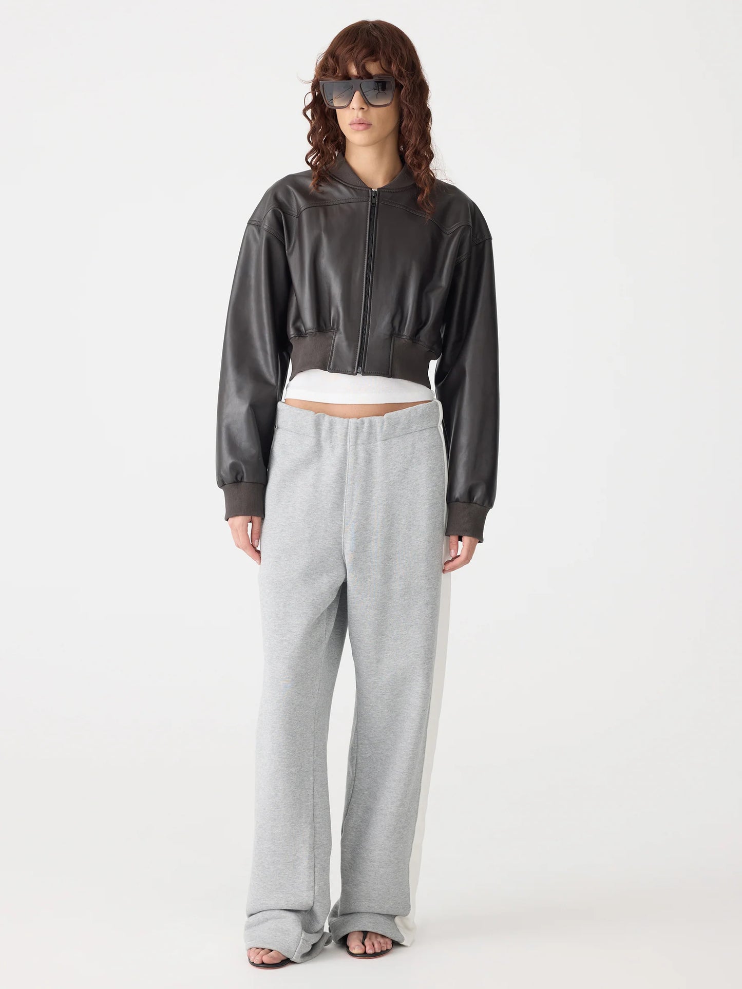 FLEECE STRIPE DETAIL TRACKPANT - GREY MARL