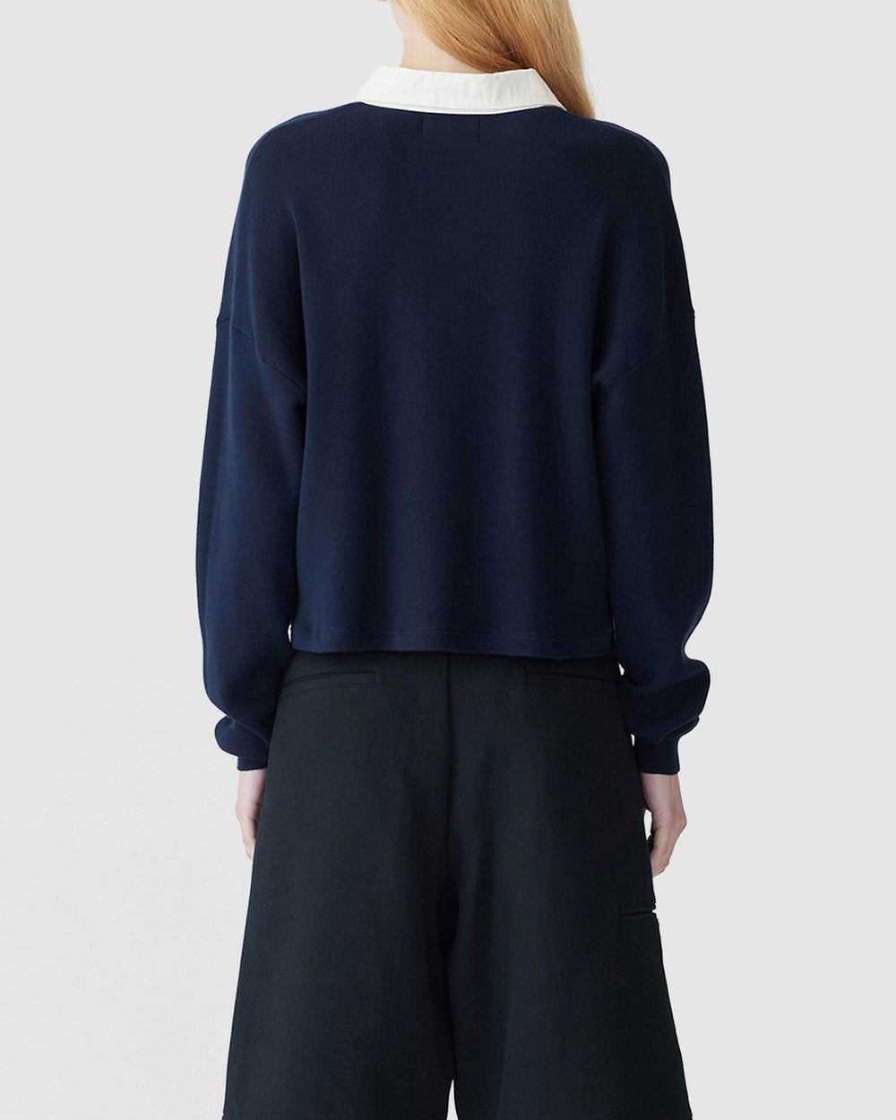 COTTON POLO KNITTED SWEAT - INK
