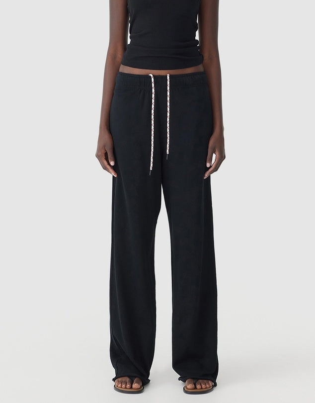 WIDE LEG FRENCH TERRY SWEAT PANT - BLACK