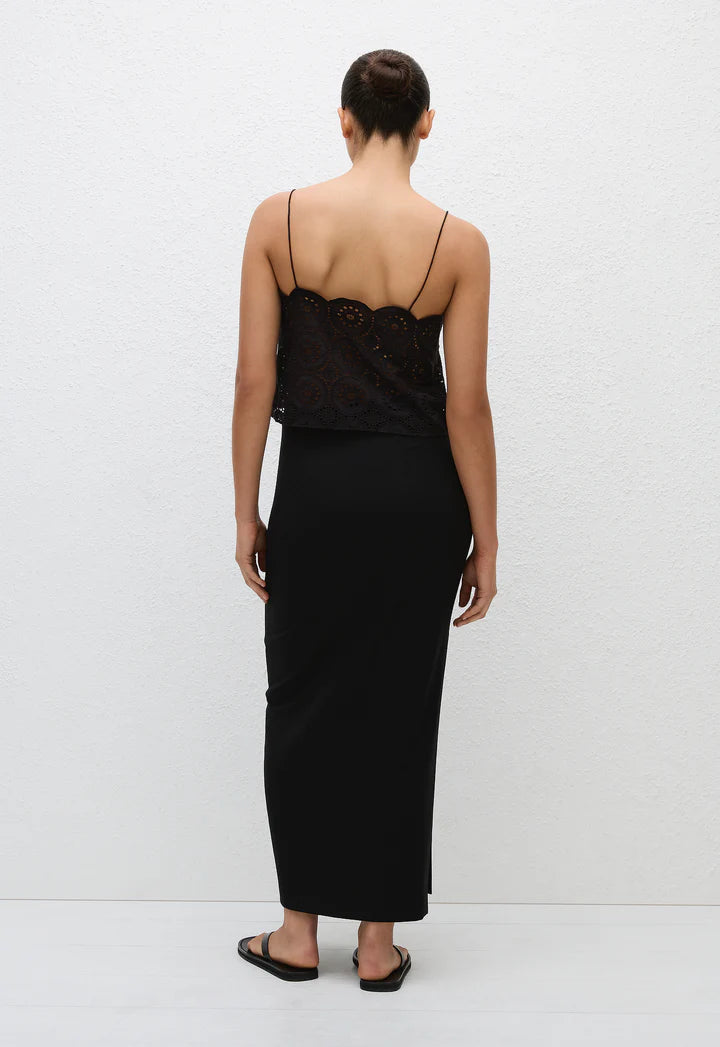 BRODERIE CROP CAMI - BLACK