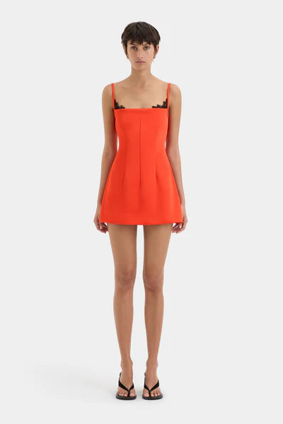 POPPY CONTOURED MINI DRESS - TANGERINE