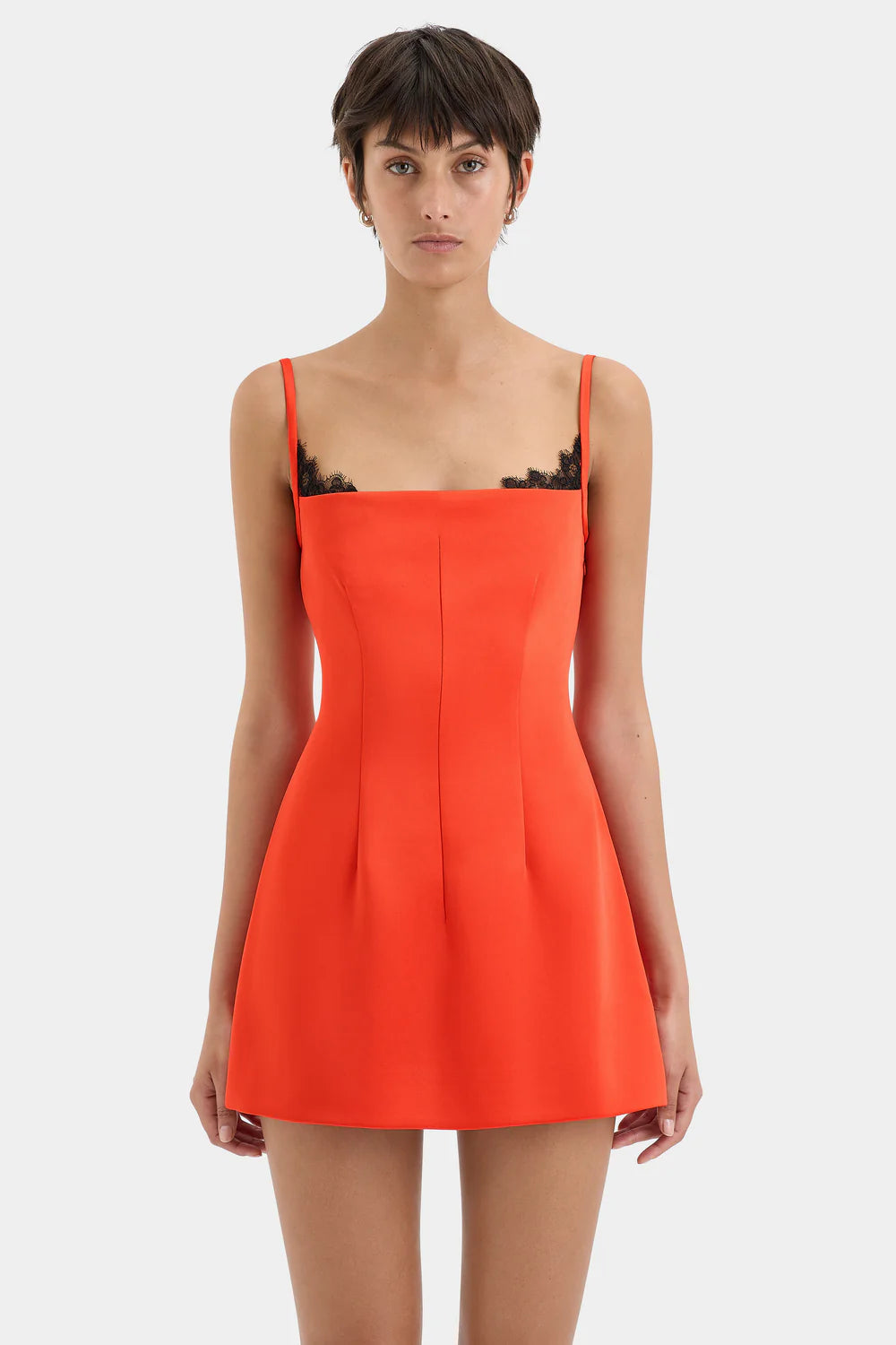 POPPY CONTOURED MINI DRESS - TANGERINE