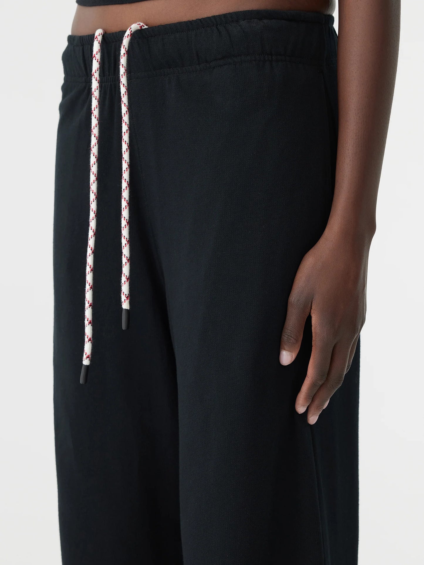 WIDE LEG FRENCH TERRY SWEAT PANT - BLACK