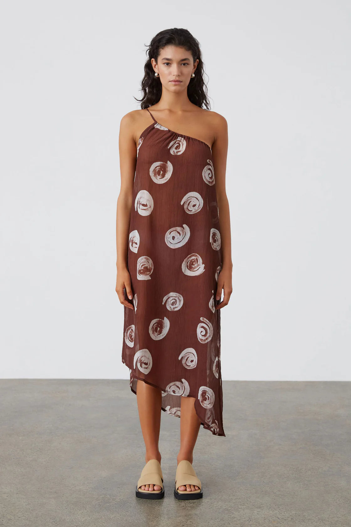 COCOA SWIRL SHEER TEXTURED DRESS - COCOA SWIRL