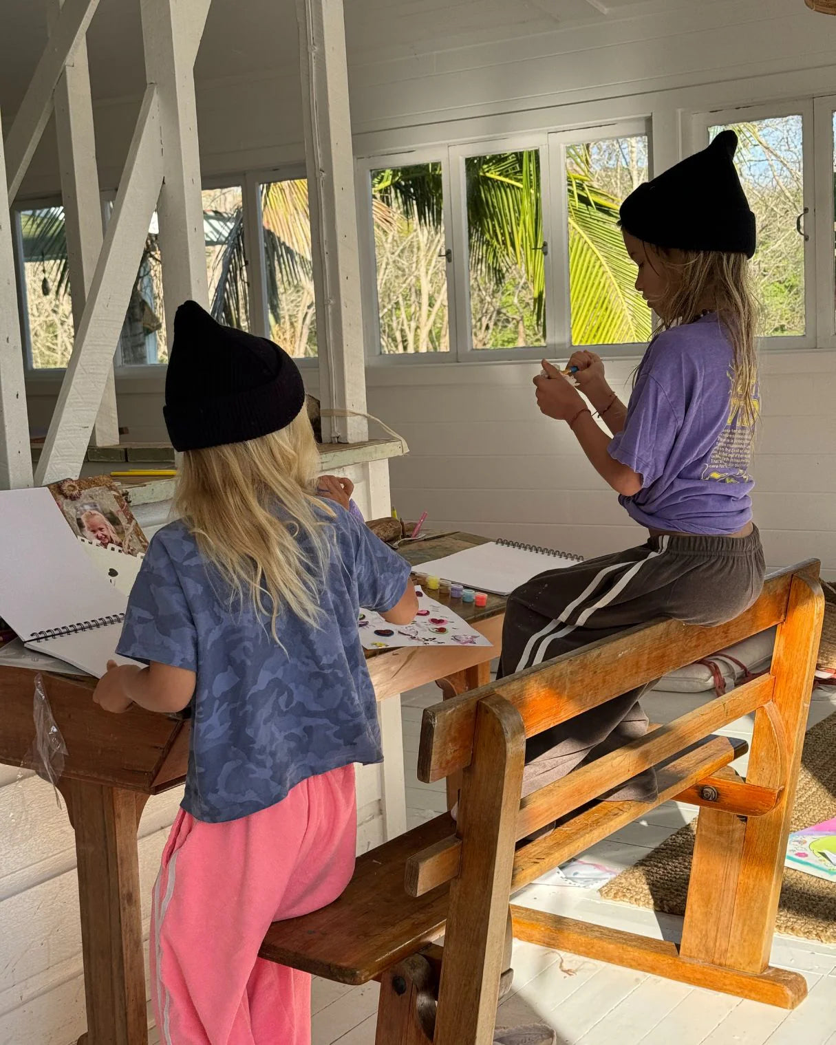 TWIN STRIPE TERRY PANT - NEON PINK