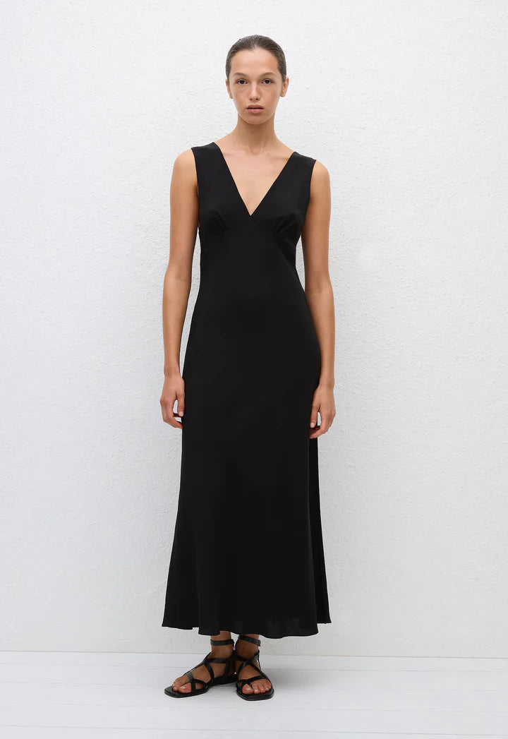 PLUNGE SLIP DRESS - BLACK