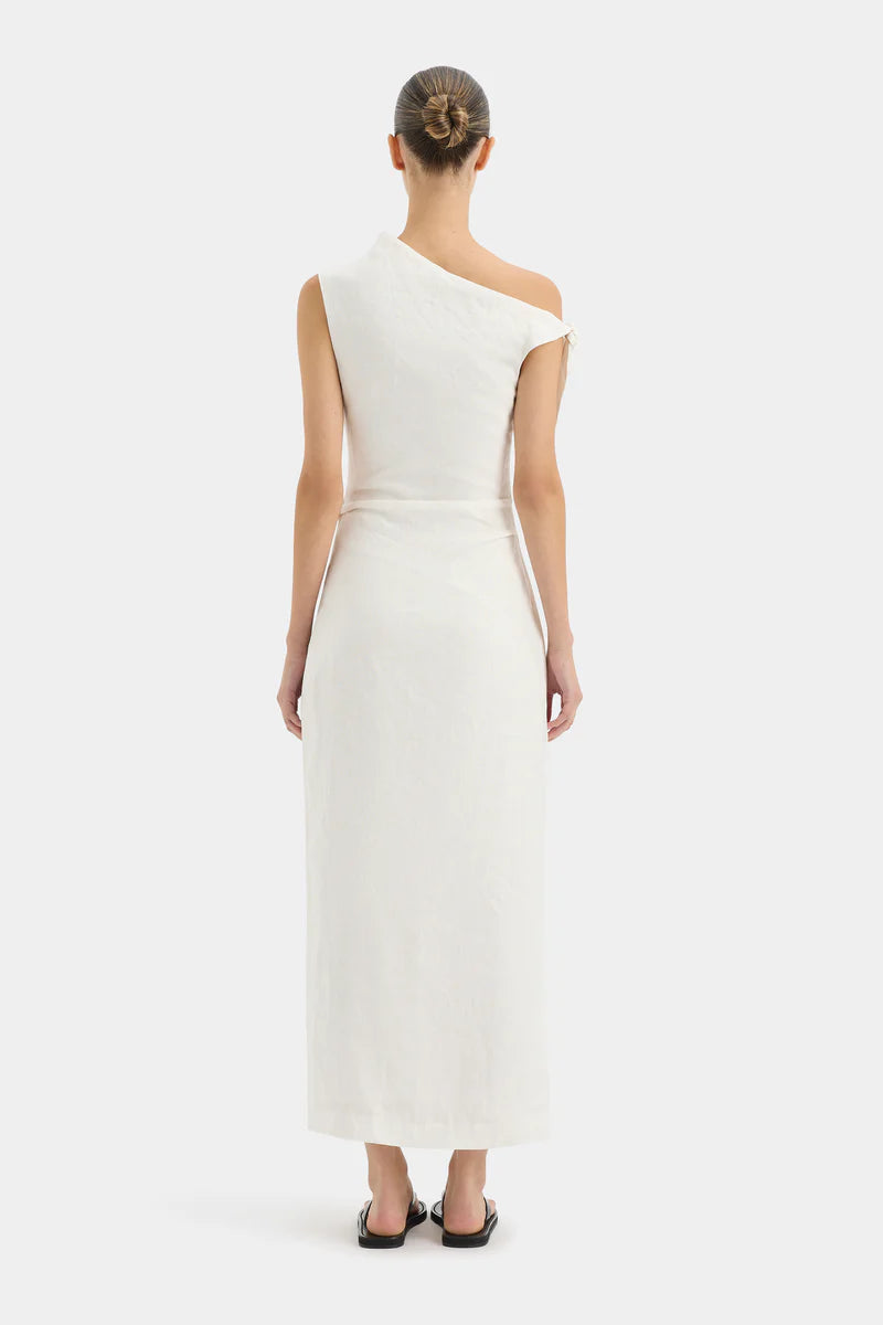 TAMARA TIE MIDI DRESS - IVORY