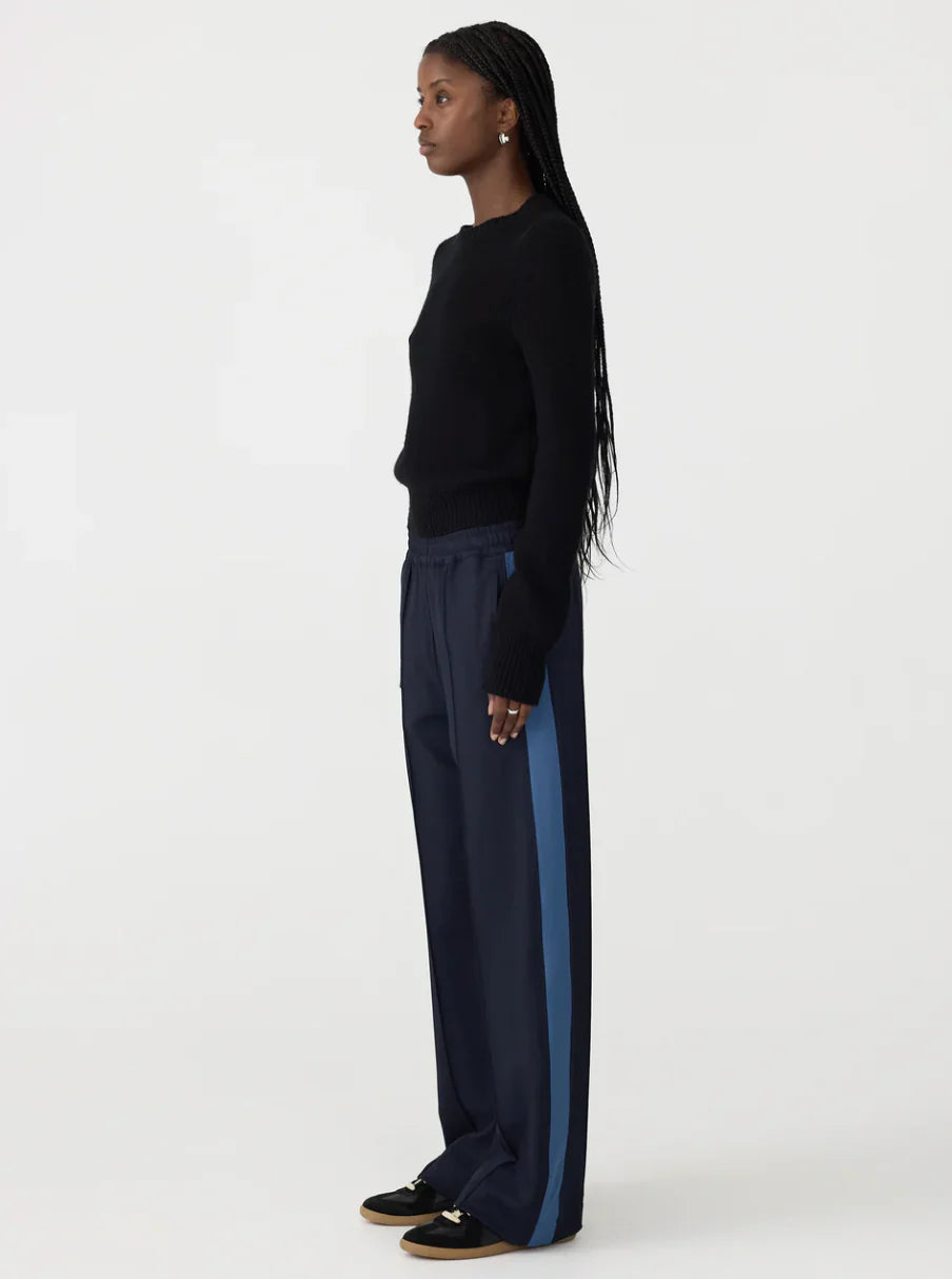 TWILL STRIPE DETAIL PANT - INK / MARINE BLUE