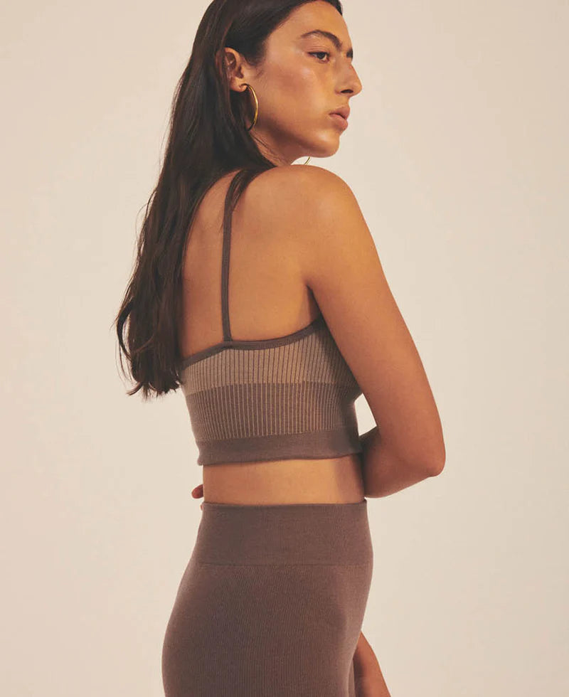 RYO WOOL RIB CROP - MOCHA