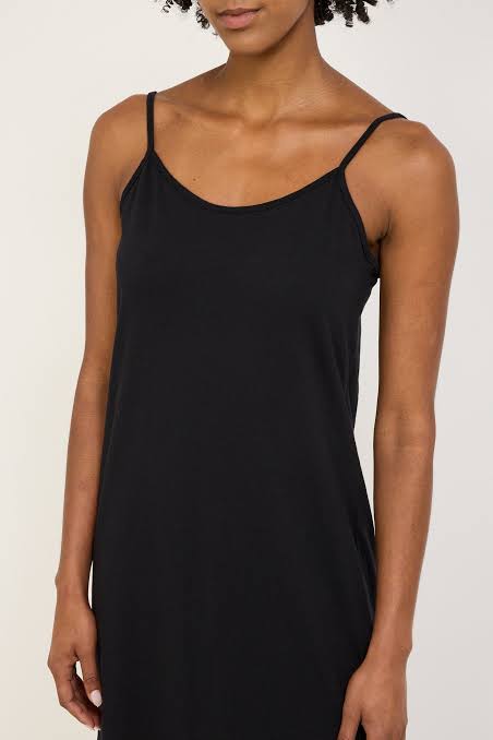 SLIP BOXY LONGERLINE TANK DRESS - BLACK