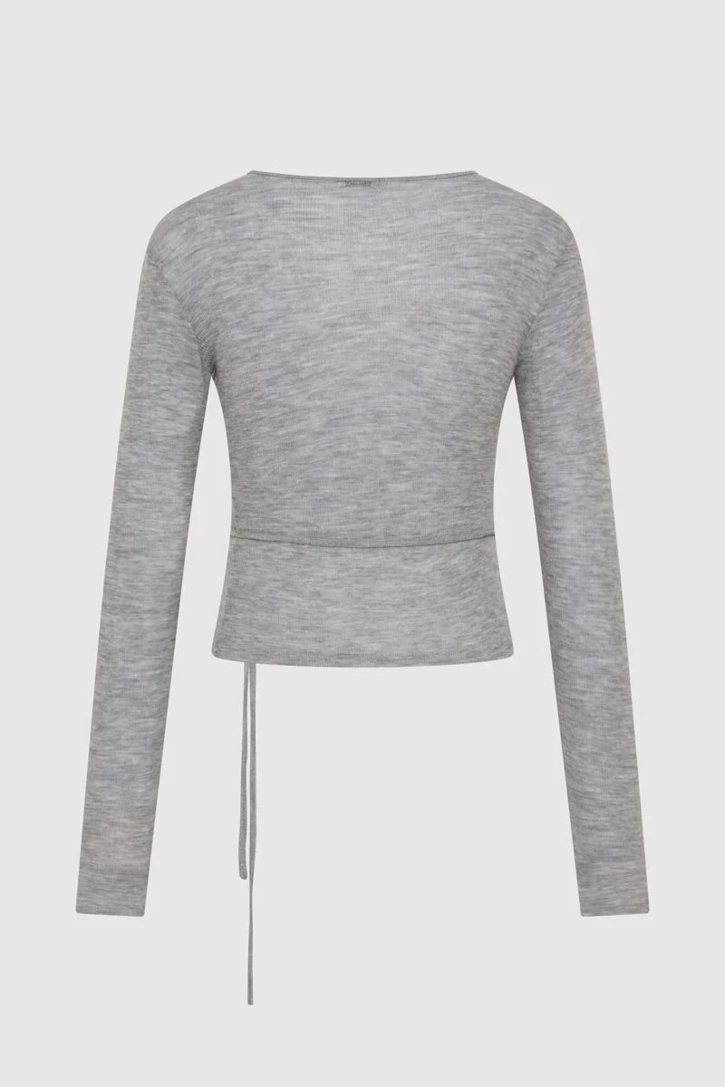 (PRE-ORDER) BABY WOOL WRAP TOP - GREY MARLE