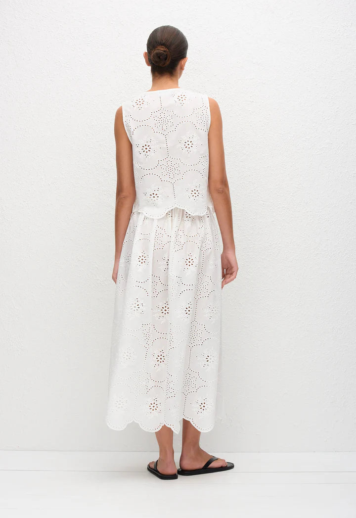 BRODERIE TIE BLOUSE - WHITE