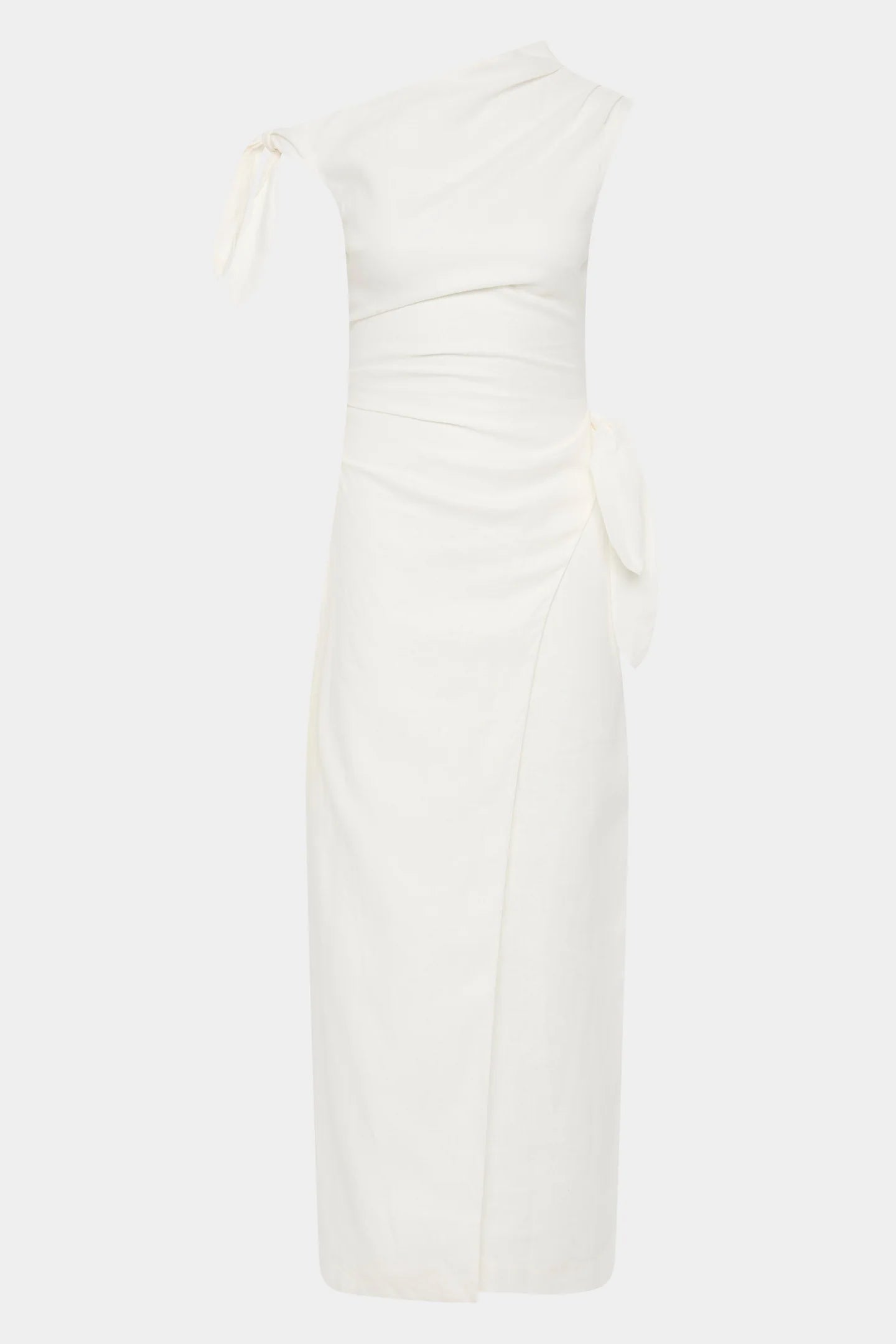 TAMARA TIE MIDI DRESS - IVORY