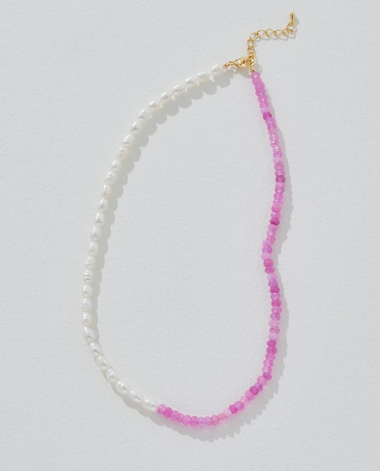 BIRTHSTONE PEARL STRAND NECKLACE - OCTOBER PINK TOURMALINE BEADS