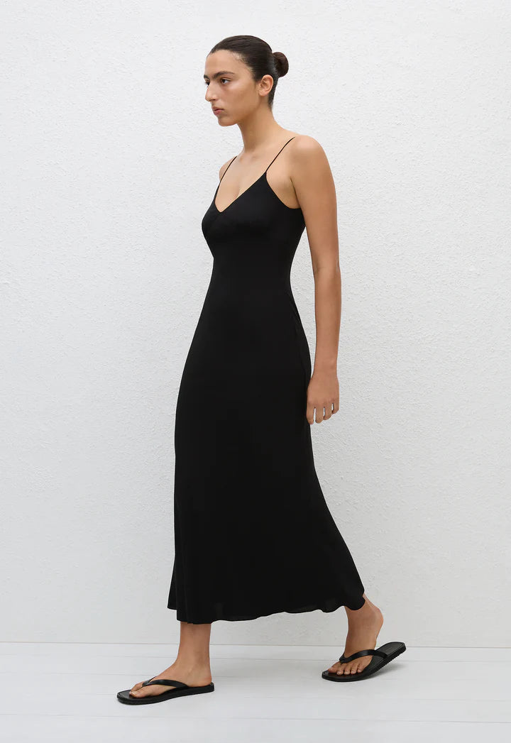 LOW BACK SLIP DRESS - BLACK