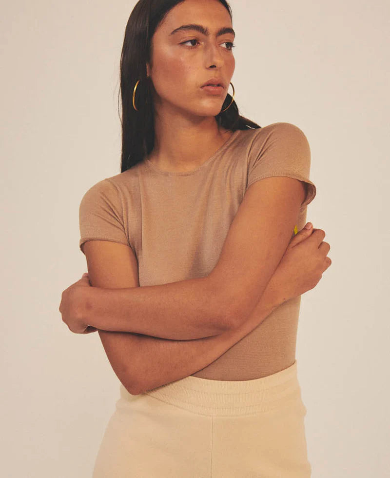 SHEER ESSENTIALS BABY TEE - NATURAL