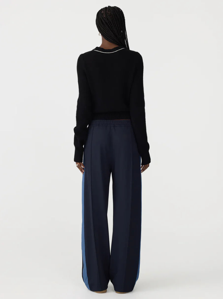 TWILL STRIPE DETAIL PANT - INK / MARINE BLUE