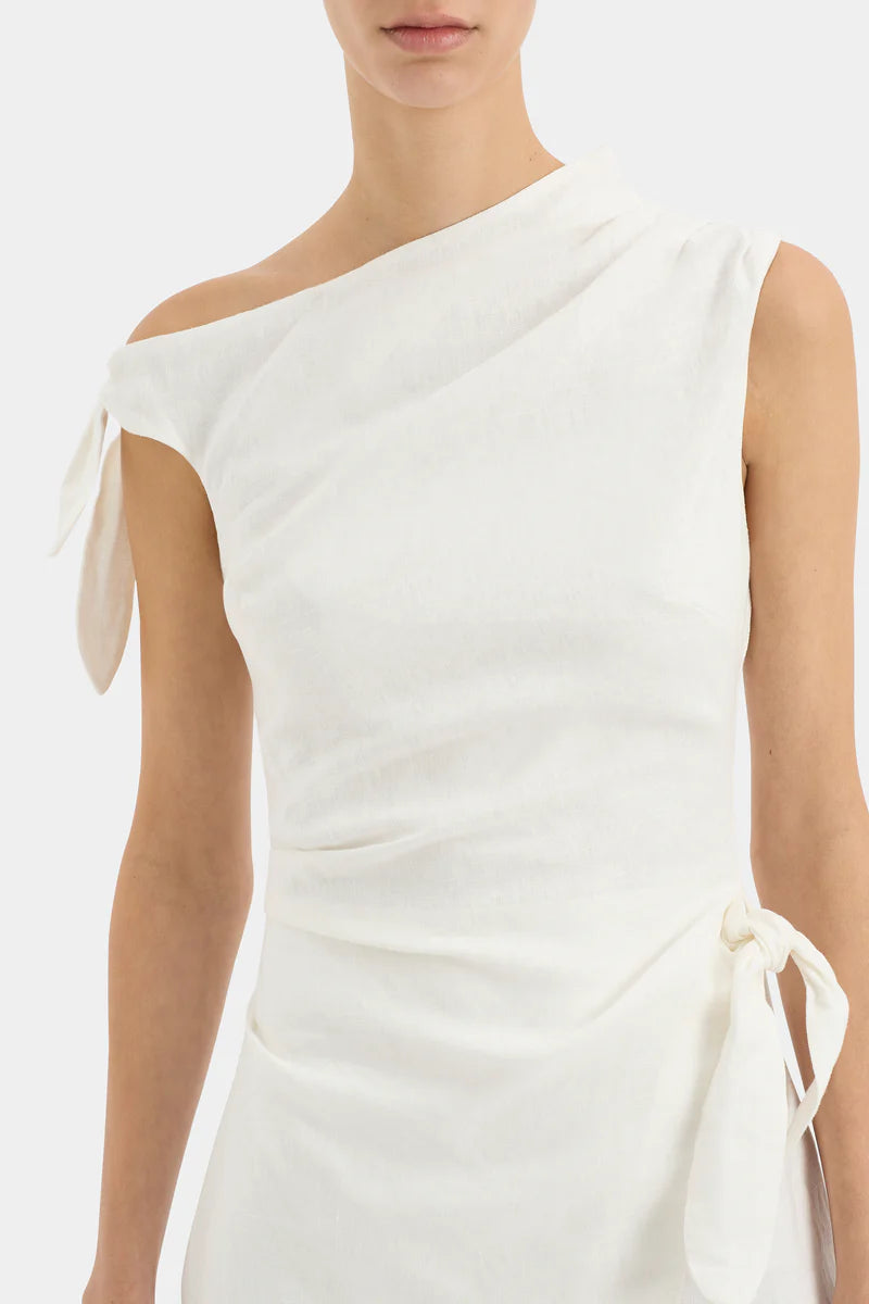 TAMARA TIE MIDI DRESS - IVORY