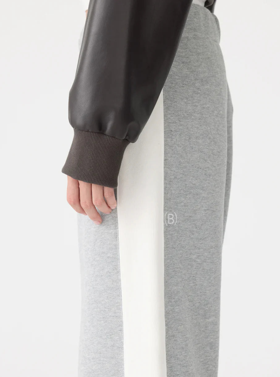 FLEECE STRIPE DETAIL TRACKPANT - GREY MARL