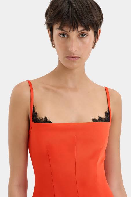 POPPY CONTOURED MINI DRESS - TANGERINE