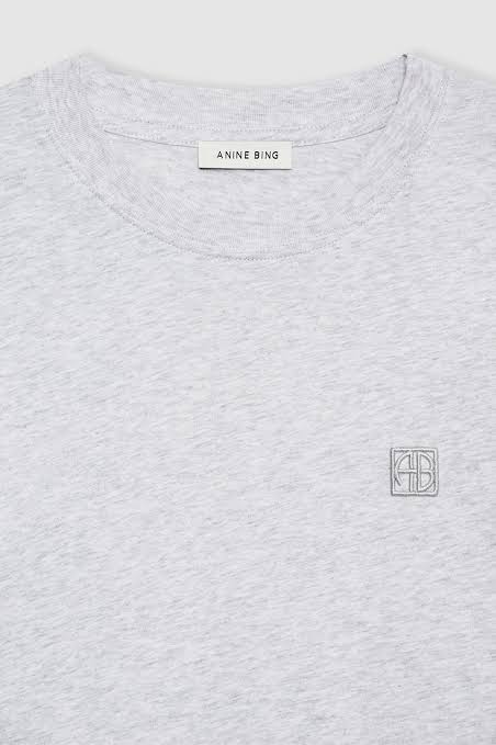LILI TEE FRAMED MONOGRAM - HEATHER GREY